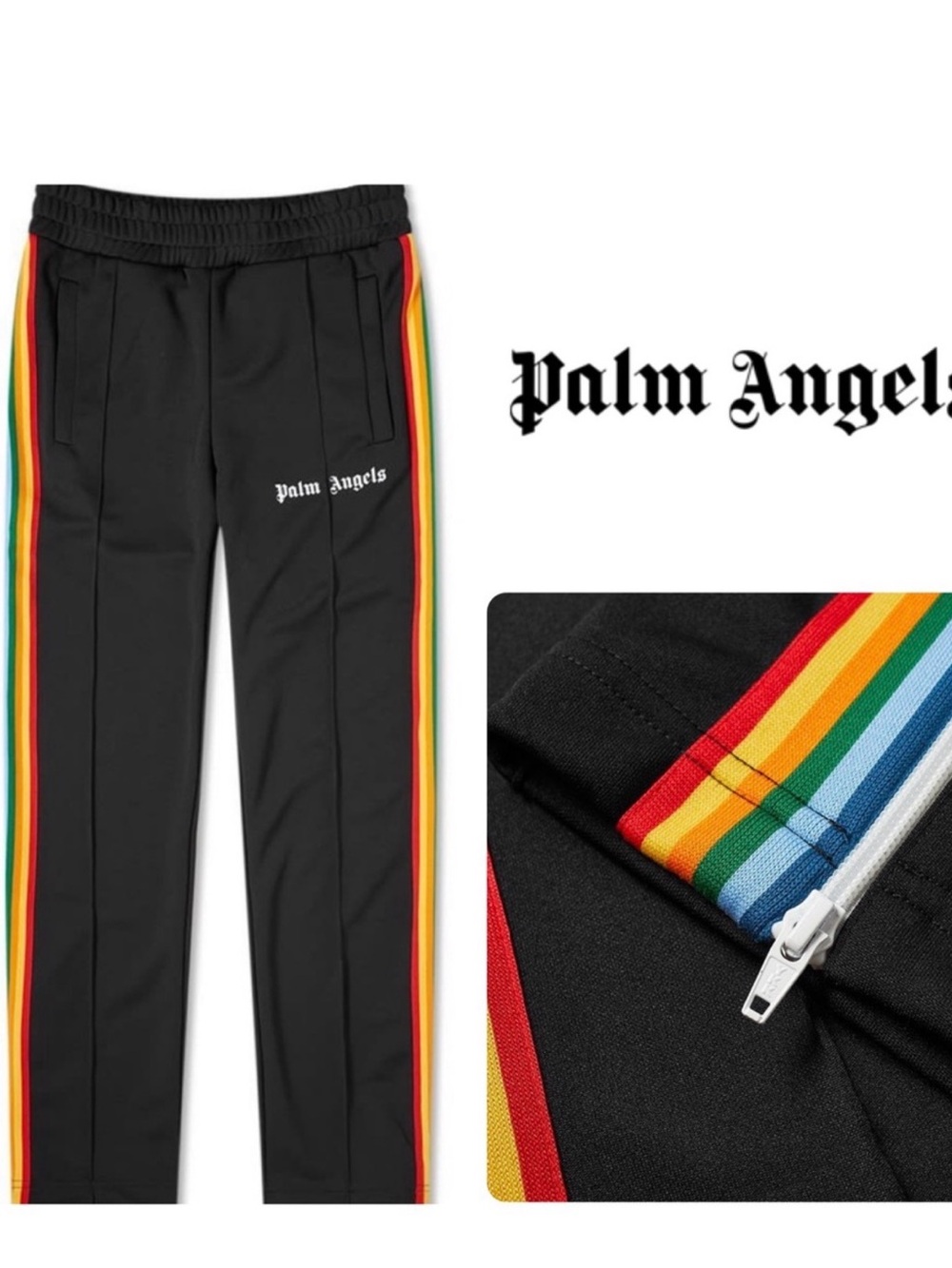 Palm Angels Rainbow Track Pants in Black